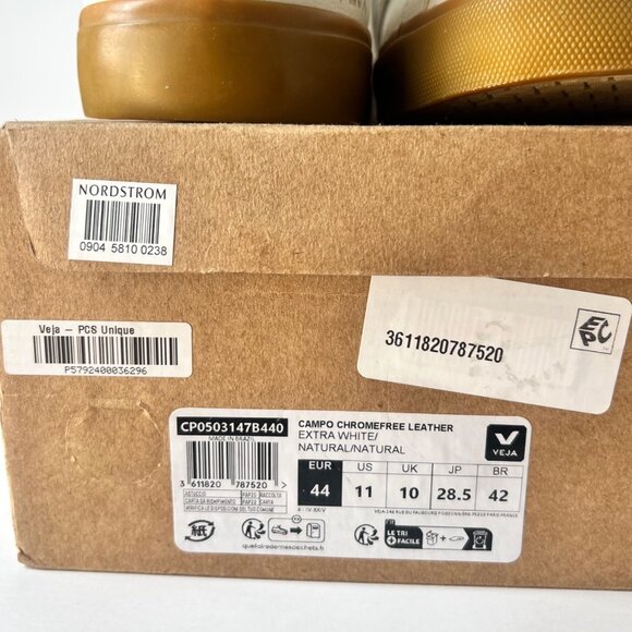 Veja Campo Chrome free Men Sneakers White Natural Suede Leather Shoes Size 44 - Picture 6 of 8